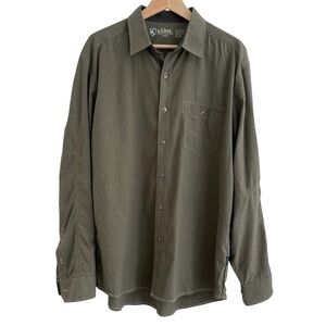 KÜHL Men’s L Green Button-Up Hiking Trail Camping Gorpcore Outdoors Chore Shirt